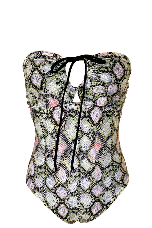 Maillot Chloé Réversible 3-Way "Olive Python/Solid Black"
